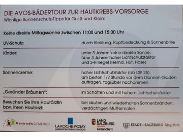 Die Tipps von der AVOS-Bädertour 2018 zum Sonnenschutz für Groß und Klein FOTO: Bukovics